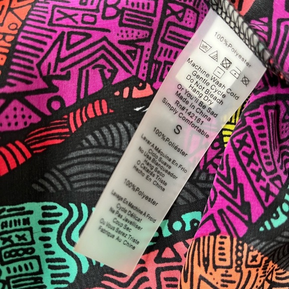 LULAROE Joy Open Front Duster Length Kimono Vest Purple Multi Print Size Small - Picture 8 of 10